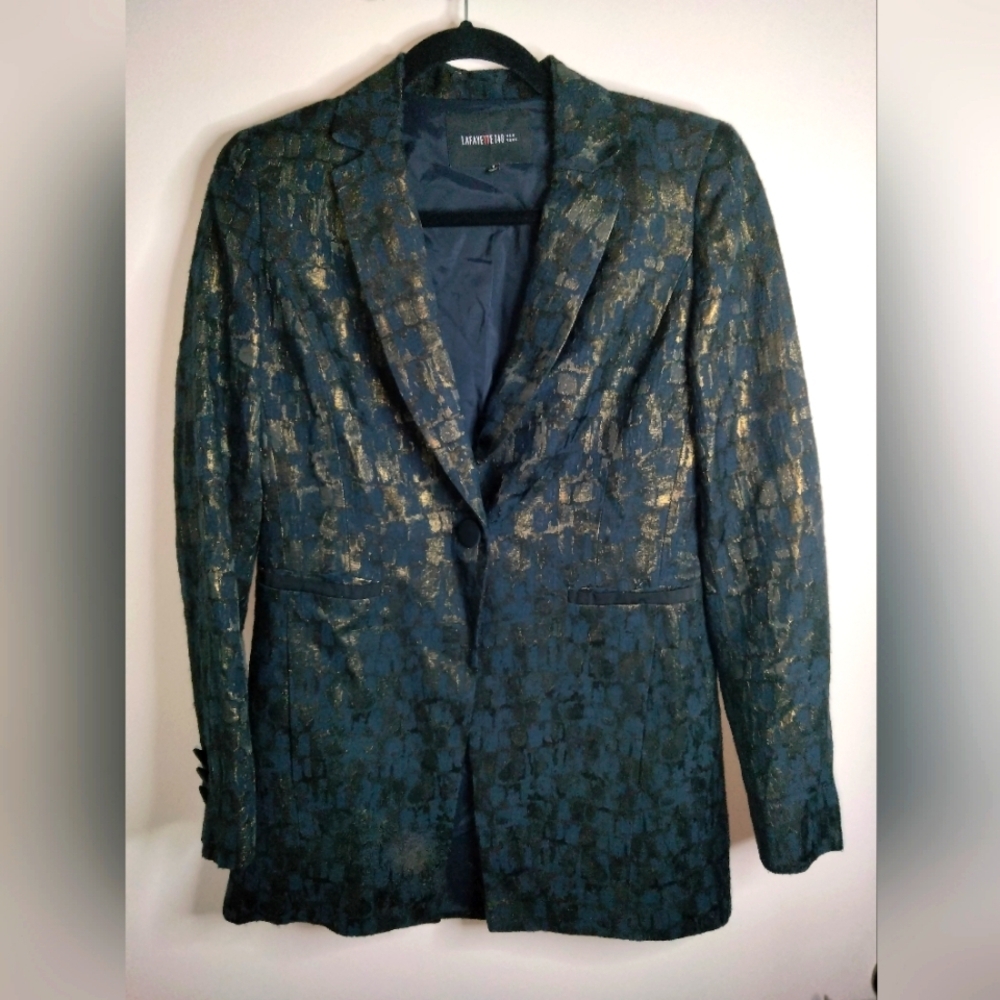 Lafayette 148 New York (Sz 4) Multicolor Metallic Button Front LS Blazer Jacket